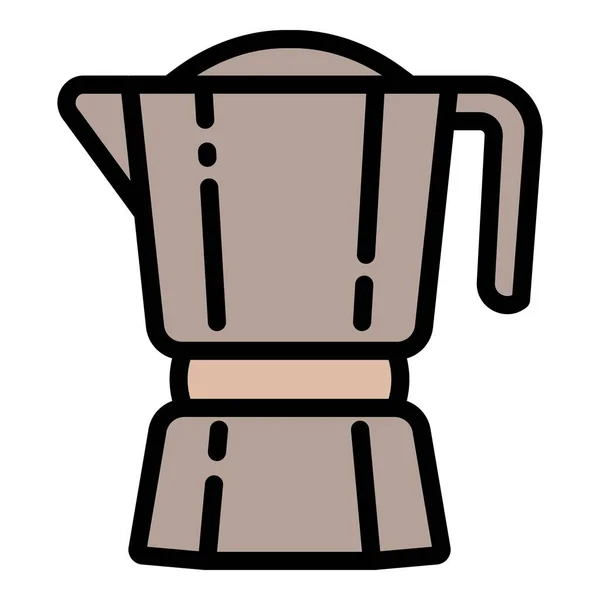 コーヒーポットのアイコンの輪郭ベクトル。マシンカップ — ストックベクタ