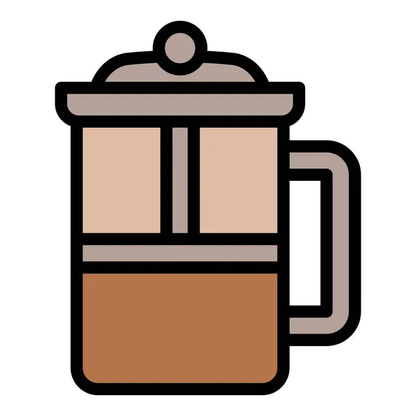 Icono de la prensa café contorno vector. Bebida barista — Vector de stock