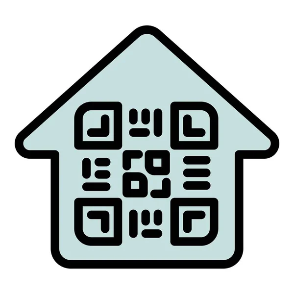 Вектор очертания значка дома QR-кода. Оплата сканера — стоковый вектор