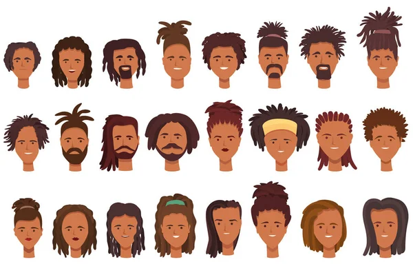 Dreadlocks ikony ustawić wektor kreskówki. Moda afrykańska — Wektor stockowy