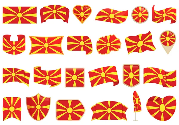 Macédoine icônes set vecteur de dessin animé. Pays euro — Image vectorielle