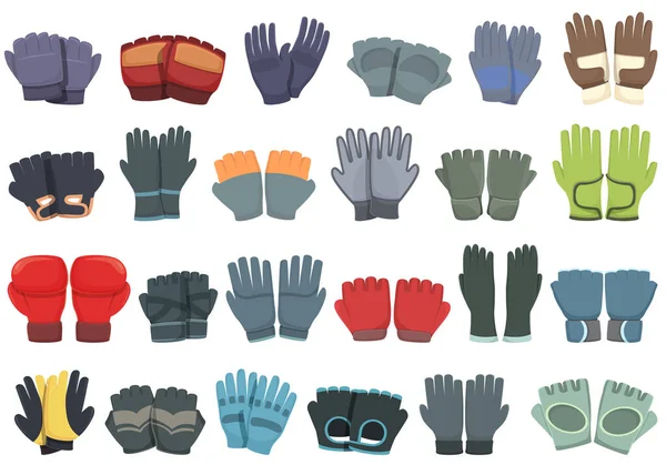 Guanti sportivi icone set vettore cartone animato. Fingers sport — Vettoriale Stock