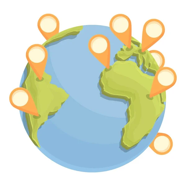 Animovaný vektor ikon pozemského cestovního ruchu. Cestování globem — Stockový vektor