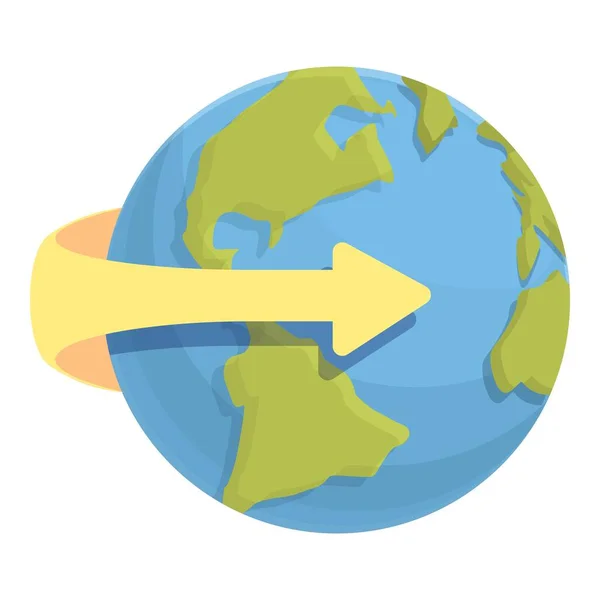 Flecha mundo viaje icono vector de dibujos animados. Mapa del globo — Vector de stock