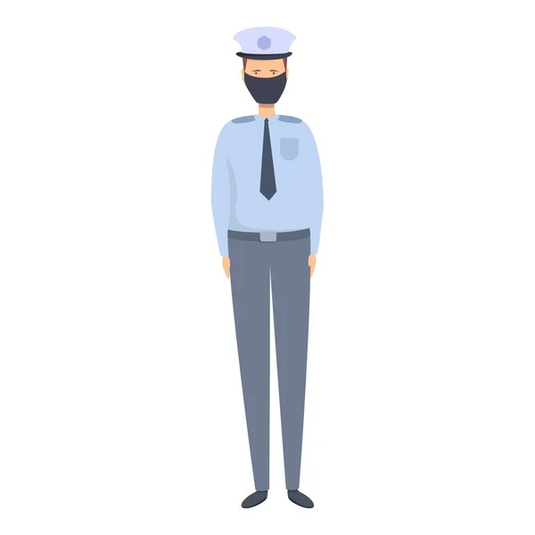 Policeman in mask icon cartoon vector. Safety team — Stock Vector