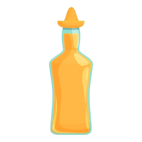 Plein vecteur de dessin animé icône bouteille de tequila. Alcool mexicain — Image vectorielle