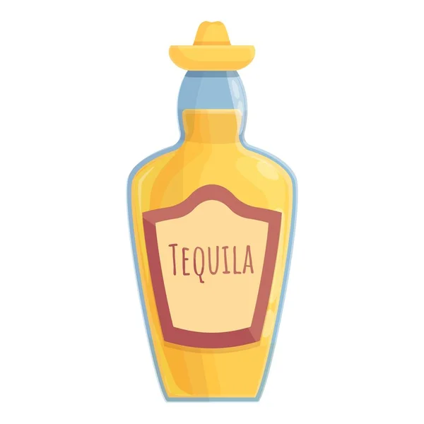 Tequila minum botol ikon vektor kartun. Shot glass - Stok Vektor