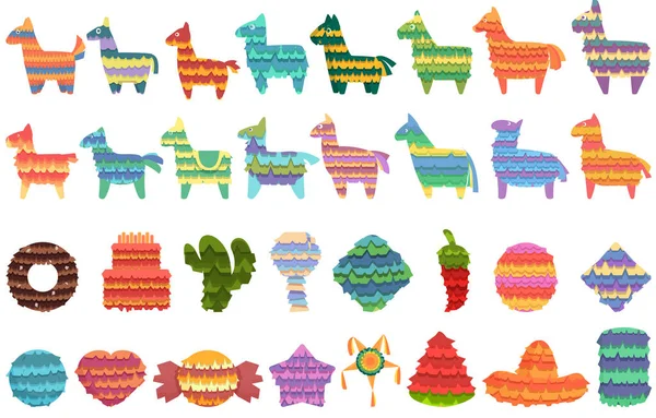 Mexican pinata icons set cartoon vector. Animal holiday — Stock Vector