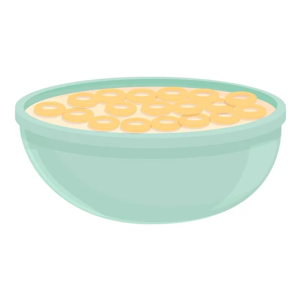Céréales petit déjeuner yaourt icône dessin animé vecteur. Bol à lait — Image vectorielle