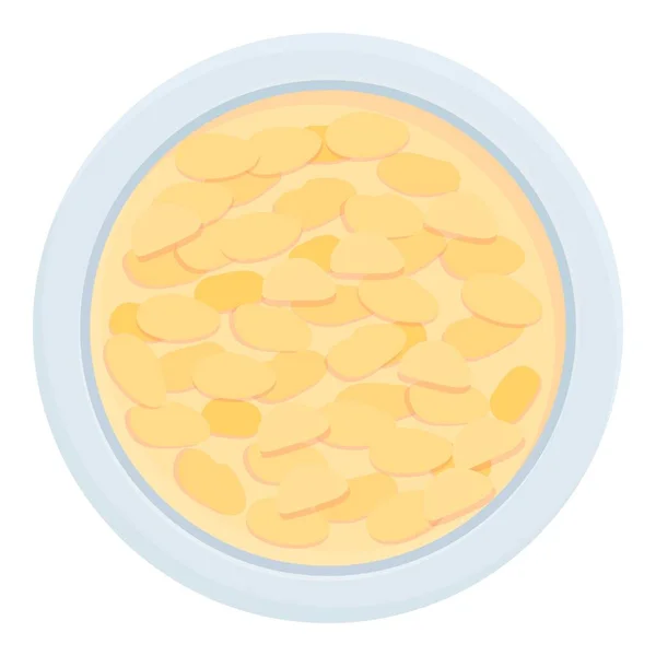 Mangiare cereali icona colazione vettore cartone animato. Ciotola di latte — Vettoriale Stock