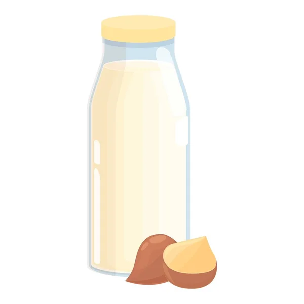 Avellana botella de leche icono vector de dibujos animados. Leche vegetal — Archivo Imágenes Vectoriales