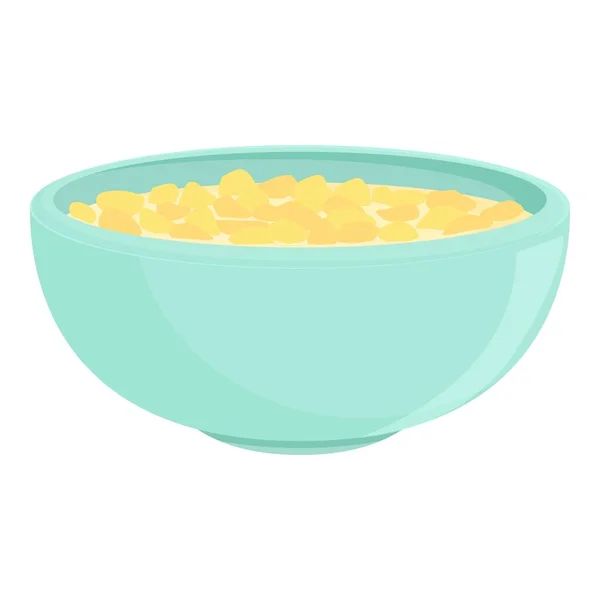 Tazón de desayuno de cereales icono vector de dibujos animados. Maíz de leche Ilustración De Stock
