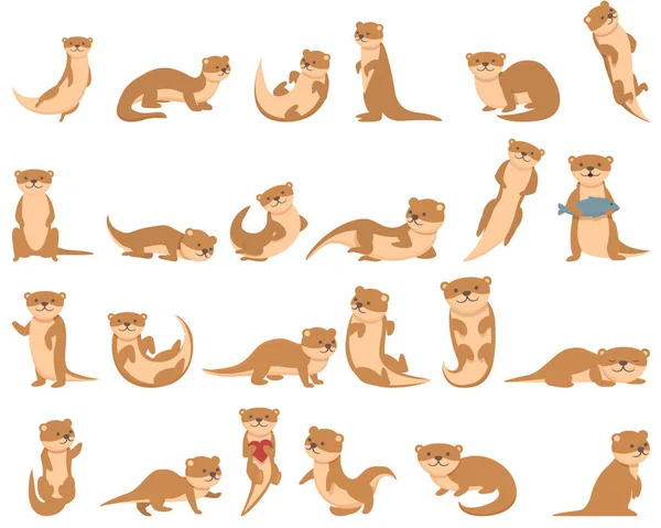 Otter icons set cartoon vector. European animal Royalty Free Stock Illustrations