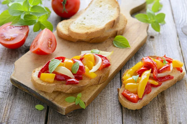 Bruschetta biber ile — Stok fotoğraf