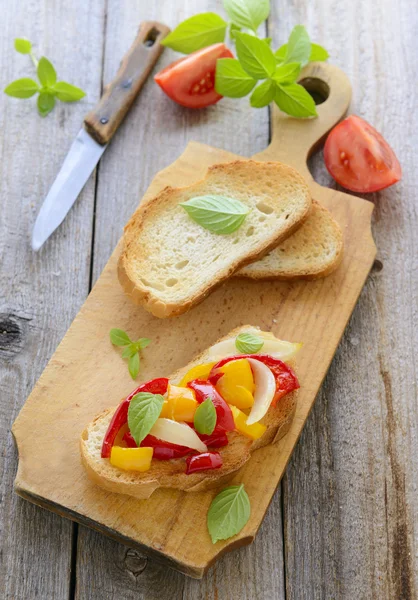 Bruschetta con pepe — Foto Stock