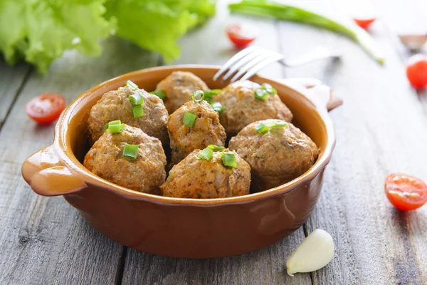 Meatballs in pan — Stock Photo, Image