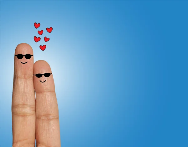 Couple heureux avec lunettes - Illustration de concept à l'aide de doigts — Photo