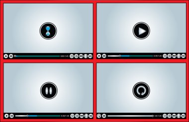 Web veya Internet parlak video oynatıcı farklı sürümleri - tampon göre oynamak, duraklatmak ve resimde farklı düğmeler (gibi daha sonra izlemek, hd, tam ekran modu, ses kontrolü ile yeniden yürütme)