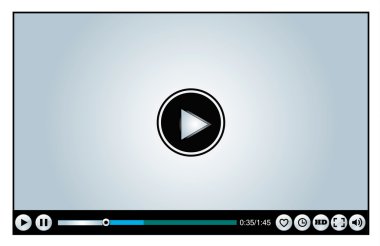 Web veya Internet parlak video oynatıcı farklı sürümlerini yükleme, arabelleğe alma - temel oyun, duraklatmak ve tekrar illüstrasyon ile farklı düğmeler gibi daha sonra izlemek, hd, tam ekran modu, ses kontrolü