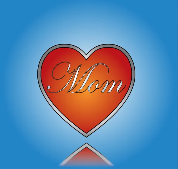 Love Mom concepto Ilustración Con corazón rojo con un fondo graidente azul oscuro — Archivo Imágenes Vectoriales