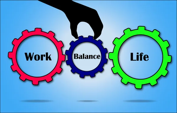 Balance gear in between work and life gears — Stock Vector