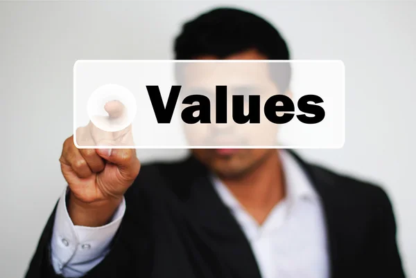 Male Professional Choosing Values option by Clicking on a White Button — Stock Photo, Image