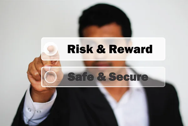 Male Professional Choosing risk and reward against safe and Secure Option — Stock Photo, Image