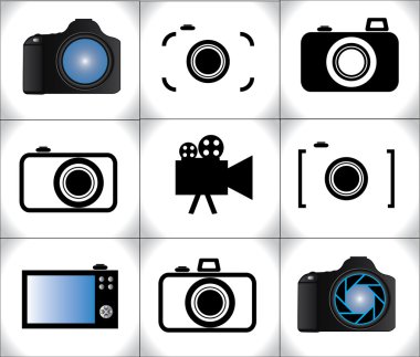 Konsept illüstrasyon farklı trendy kamera simgeler veya simge