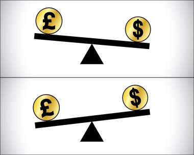 Konsept illüstrasyon küresel Forex ticaret dalgalanmaları arasında iki en çok işlem gören para birimi - Amerikan Doları ve İngiliz Sterlini
