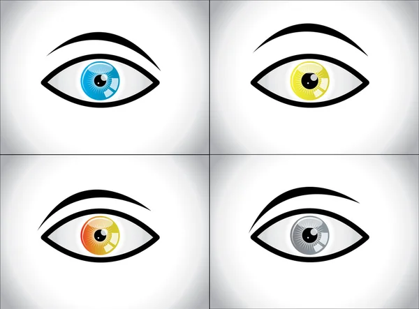 Different Colored Eye Combination concept illustration Set: Clam, Angry, Scared, Thoughtful Eyes with different eyeball colors — Stock Photo, Image