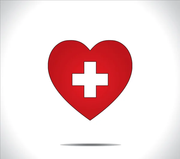 Heart Care ou Heart Protection Concept Ilustração: um belo coração vermelho com um sinal de mais no meio com fundo branco brilhante — Fotografia de Stock