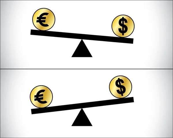 Concepto Ilustración de las fluctuaciones globales de Forex Trading entre dos monedas más cotizadas: el dólar estadounidense y el euro europeo — Foto de Stock