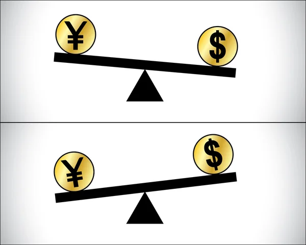 Concept Illustration of Global Forex Trading fluctuations between two most traded currencies - American Dollar and Japan's Yen — Stock Photo, Image