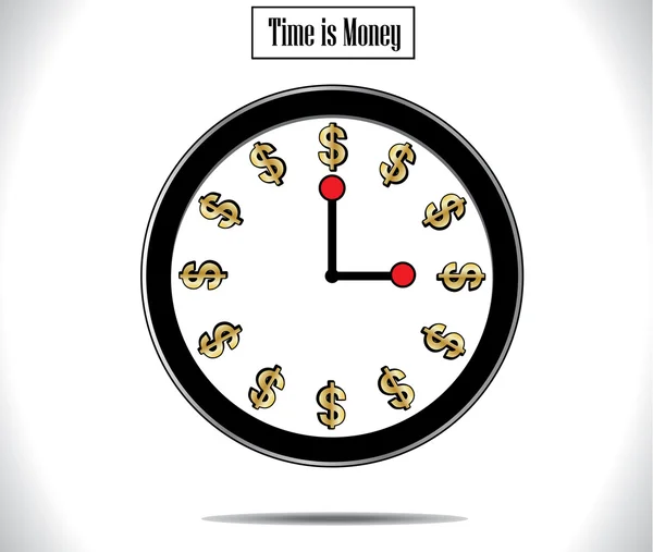 Time is Money Concept Illustration: Using a round wall clock and golden colored dollar sign replacing each hour. — Stock Photo, Image