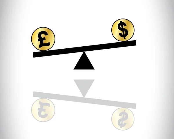 Concepto Ilustración de las fluctuaciones globales de las operaciones de cambio entre dos monedas más cotizadas: el dólar estadounidense y la libra esterlina británica —  Fotos de Stock