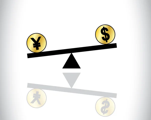 Concept Illustration of Global Forex Trading fluctuations between two most traded currencies - American Dollar and Japan's Yen — Stock Photo, Image