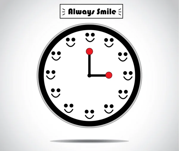 Smile clock with hours replaced by a smile human smile - simple optimism concept unusual artwork design illustration — Stockfoto