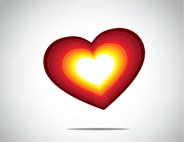 Luminoso giallo rosso colorato gradiente a forma di cuore simbolo di amore icona. bellissimo colorato brillante cuore rosso e giallo o icona simbolo a forma di amore con sfondo bianco - concept design arte insolita — Foto Stock