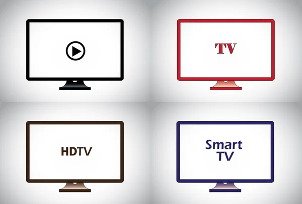 Apartamento colorido, lcd, hd, conjunto de ícones de tv de plasma inteligente — Fotografia de Stock