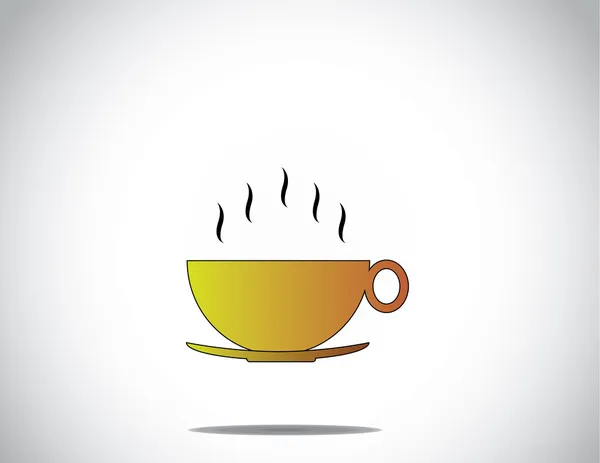 グリーン コーヒーまたは紅茶カップ、カップから出てくる熱い煙。緑のカップとソーサーはホット ・健康ドリンクをもくもく煙が出て - 概念図 — ストックベクタ
