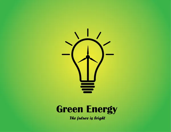 Concepto de bombilla brillante de energía verde con turbina de molino de viento. bombilla brillante brillante con generador de energía eólica - ilustración del concepto de innovación de energía renovable — Archivo Imágenes Vectoriales