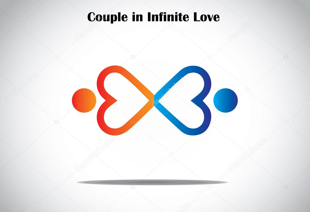 Man woman couple holding hands in infinite love concept symbol