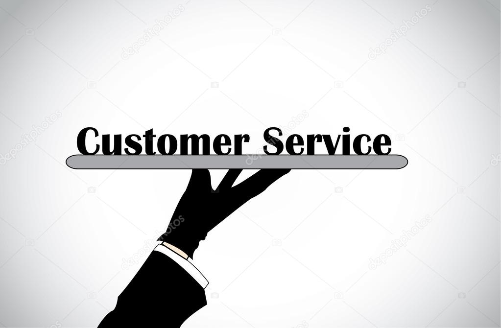 Profesional hand silhouette presenting customer service text - concept illustration.