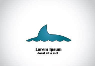 mavi köpekbalığı ya da deniz okyanus surace üzerinde yüzmeye yunus veya balina fin. basit örnek bir büyük küçük memeli su yüzeyi dışında - tehlike sembolü sanat kavramına Yüzme