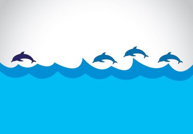 Genç yunus yunuslar - liderlik kavramı bir grup yol açar. diğerleri okyanus yüzey içine - vahşi sealife lideri illüstrasyon sanat önde gelen lider güzel enerjik yunus siluet