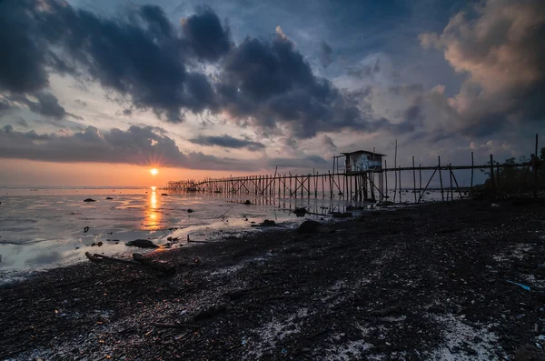 Sonnenuntergang am Punggor Beach Malaysia — Stockfoto