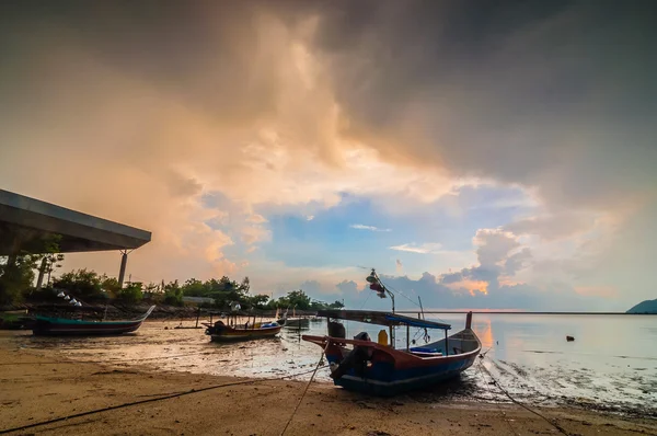 Three boats at the sunset — Stock Photo, Image