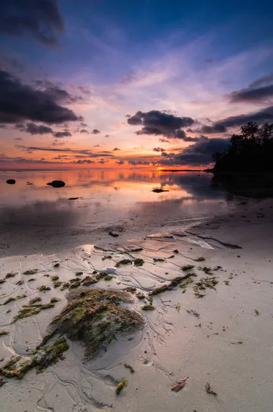 Borneo günbatımı manzaralı taş dikey ipuçları — Stok fotoğraf