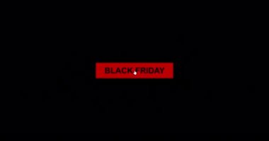 Kara Cuma Satın Alma düğmesi Arıza Efektli Metin Animasyonu. Çevrimiçi alışveriş, mobil ödemeler, finansal işlemler. Alfa şeffaf arkaplan ile gerçekçi canlandırma döngüsü