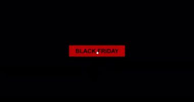 Kara Cuma indirimi. Kara Cuma satın alma düğmesi ve havai fişekler. Çevrimiçi alışveriş, mobil ödemeler, finansal işlemler. Alfa şeffaf arkaplan ile gerçekçi animasyon döngüsü